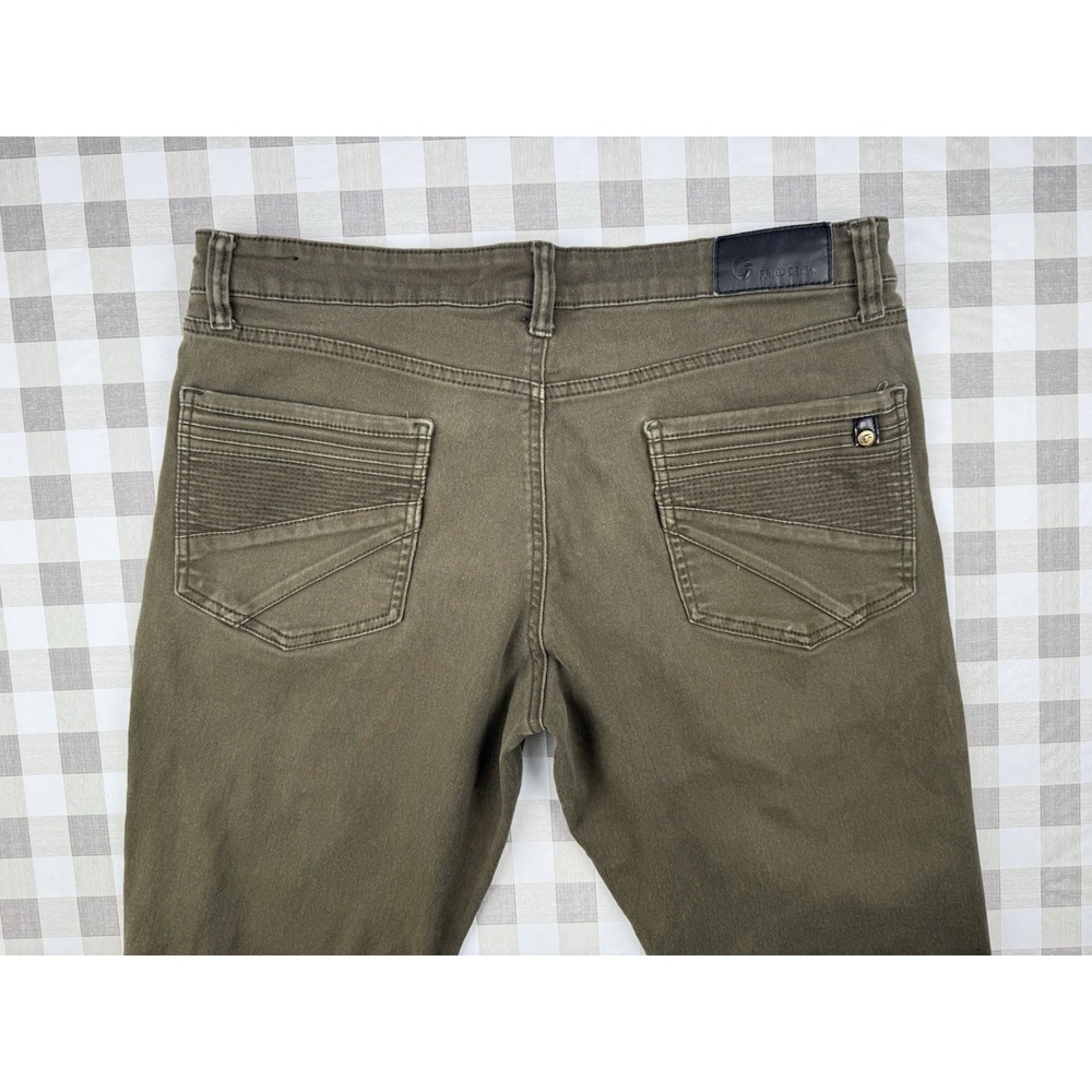 Moto Slim Biker Jeans Olive Stretch Streetwear Fried Denim 36x30